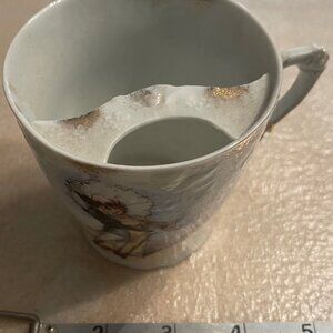 Mustache Cup White and Gold Victorian Couple